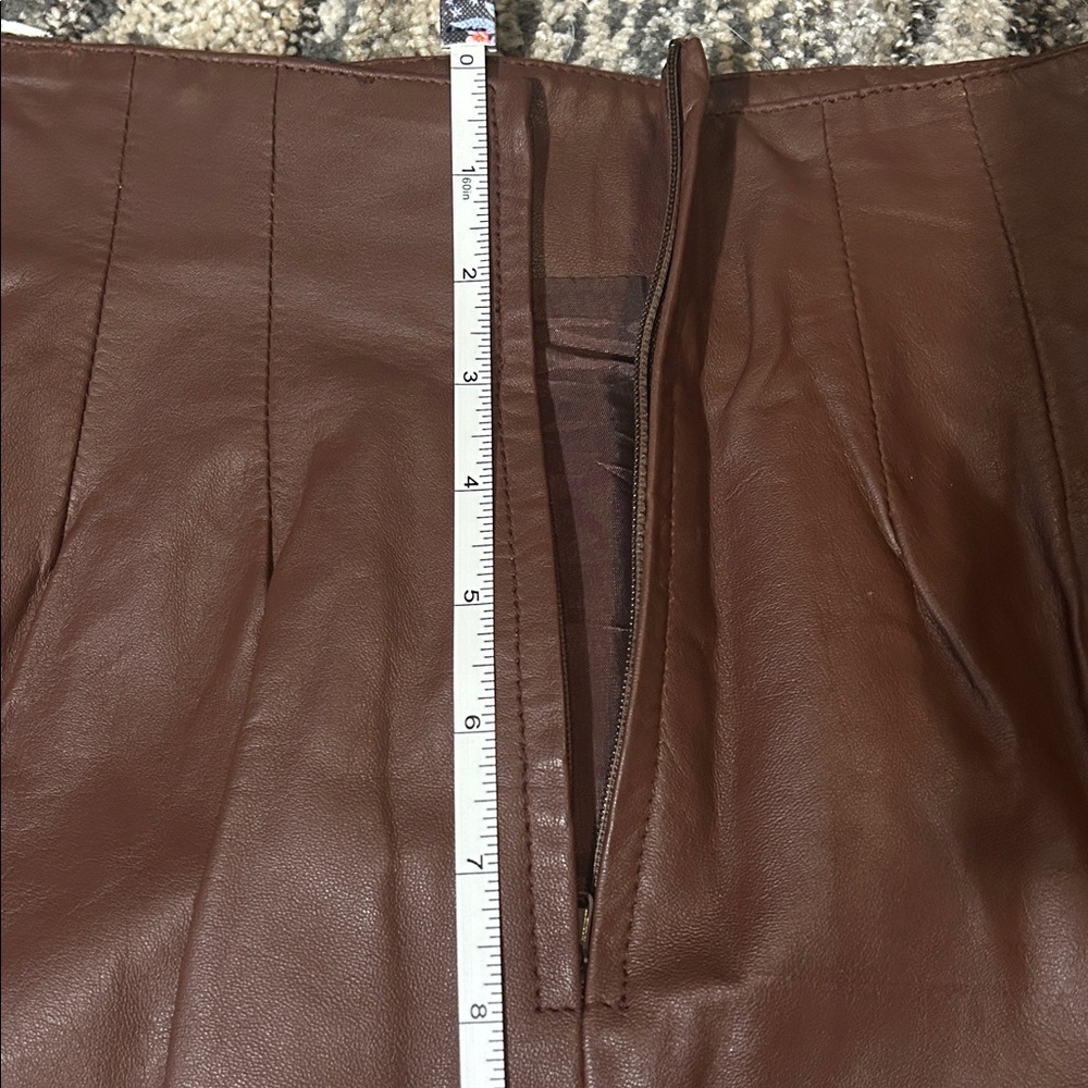 Chocolate Brown Leather Pencil Skirt | 6 - Picture 5 of 6